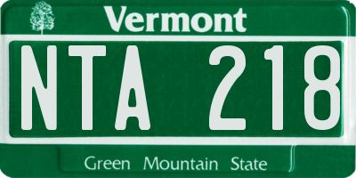 VT license plate NTA218