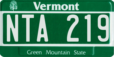 VT license plate NTA219
