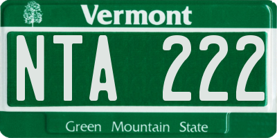 VT license plate NTA222