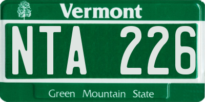 VT license plate NTA226