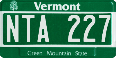VT license plate NTA227