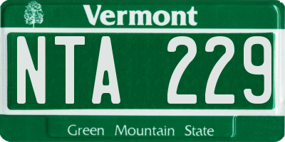 VT license plate NTA229