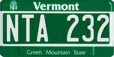 VT license plate NTA232