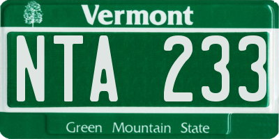 VT license plate NTA233