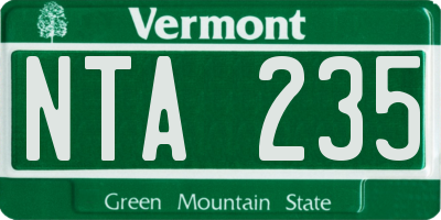 VT license plate NTA235