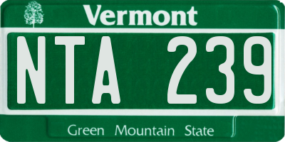 VT license plate NTA239