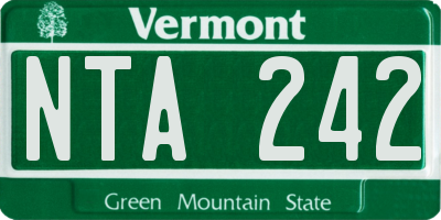 VT license plate NTA242