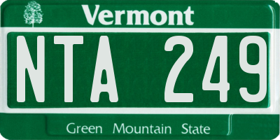VT license plate NTA249