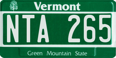 VT license plate NTA265