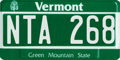 VT license plate NTA268