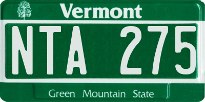 VT license plate NTA275