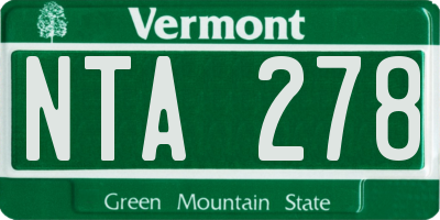 VT license plate NTA278