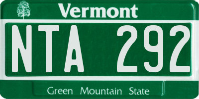 VT license plate NTA292