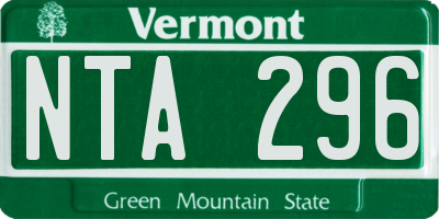 VT license plate NTA296