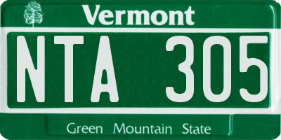 VT license plate NTA305