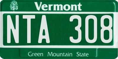 VT license plate NTA308