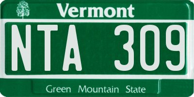 VT license plate NTA309