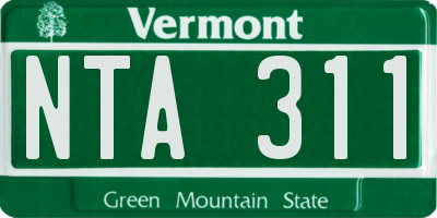 VT license plate NTA311