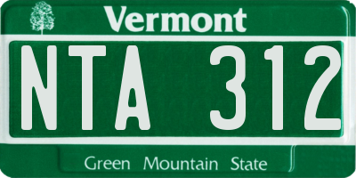 VT license plate NTA312