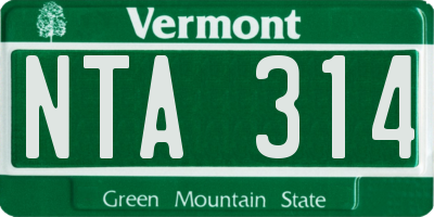 VT license plate NTA314