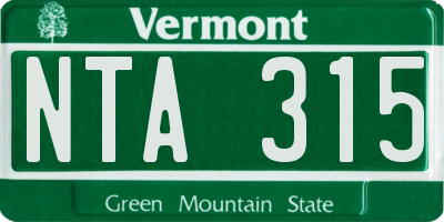 VT license plate NTA315