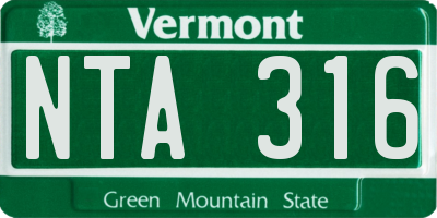 VT license plate NTA316