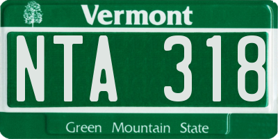 VT license plate NTA318