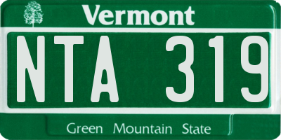 VT license plate NTA319