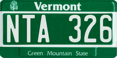 VT license plate NTA326