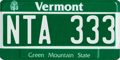 VT license plate NTA333