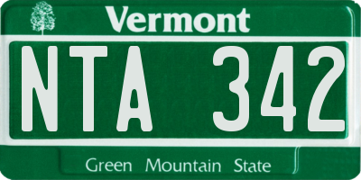 VT license plate NTA342