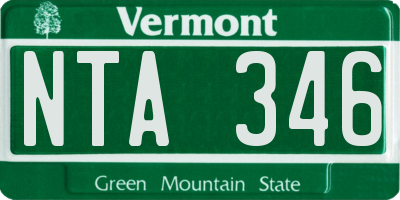 VT license plate NTA346