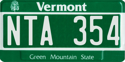 VT license plate NTA354