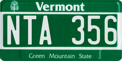 VT license plate NTA356
