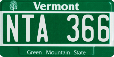VT license plate NTA366