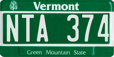VT license plate NTA374