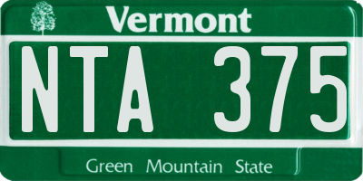 VT license plate NTA375