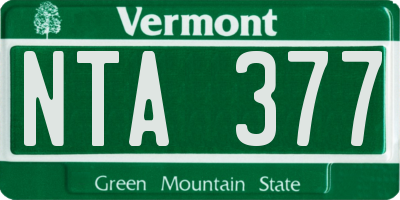 VT license plate NTA377