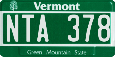VT license plate NTA378