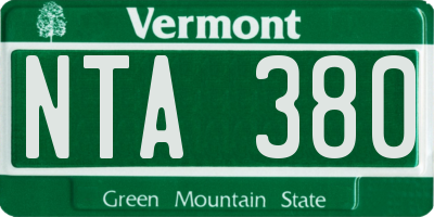 VT license plate NTA380