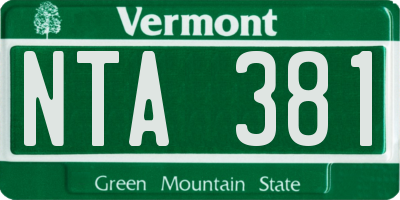 VT license plate NTA381