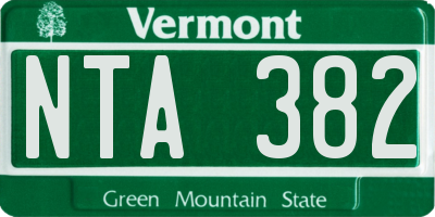 VT license plate NTA382