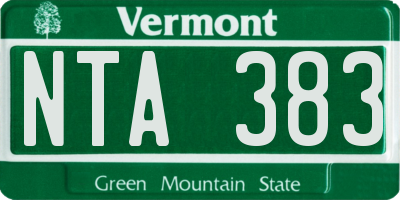 VT license plate NTA383