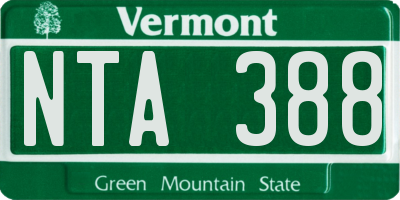 VT license plate NTA388