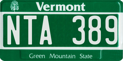 VT license plate NTA389
