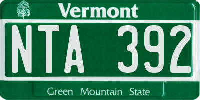 VT license plate NTA392