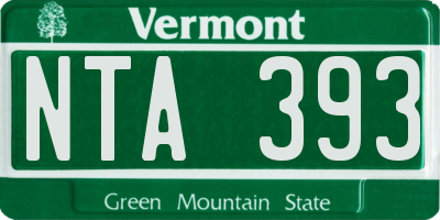 VT license plate NTA393