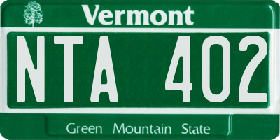 VT license plate NTA402
