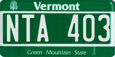 VT license plate NTA403