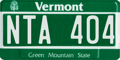 VT license plate NTA404